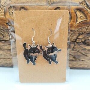 Naughty Cat Earrings Halloween Horror Kitty